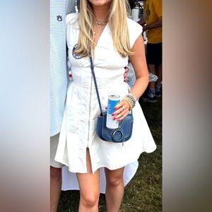 Glam White Zipper Mini Dress